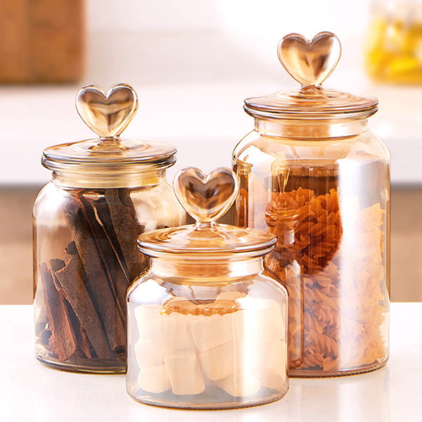 Heart Amber Storage Jar - Glass - 3 Height Options from Apollo Box | Apollo Box