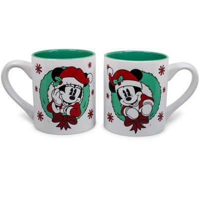 Silver Buffalo Mickey and Minnie Mouse Holiday Mugs, Set of 2 | Each Holds 14 Ounces | Target