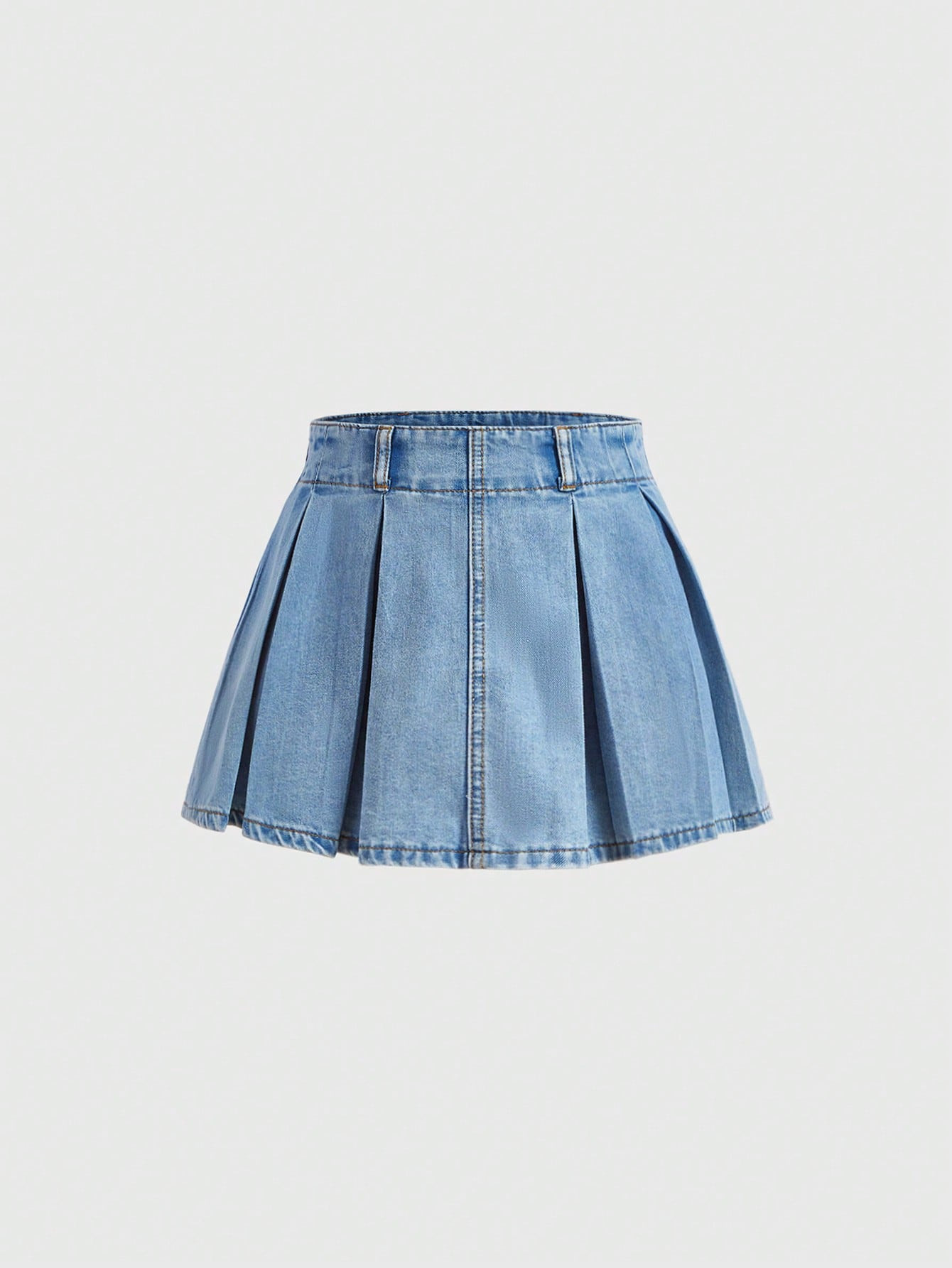 SHEIN High Waist Pleated Denim Skirt | SHEIN