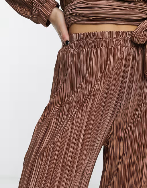 Moon River plisse set pants in pink | ASOS (Global)