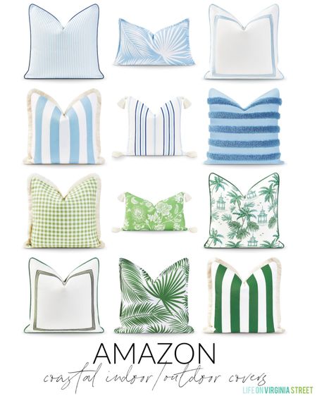 The cutest new designer look for less pillow covers from Amazon! I’m loving all the stripes and palm prints! Most also come in red, yellow, coral or navy blue in addition to these green and blue options!
.
#ltkhome #ltkseasonal #ltkunder50 #ltkunder100 #ltkstyletip #ltksalealert Serena & Lily look for less, coastal decor, coastal style

#LTKsalealert #LTKhome #LTKSeasonal