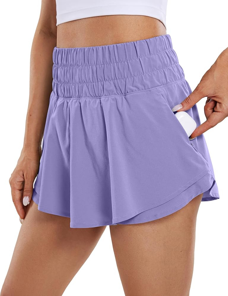 CRZ YOGA Athletic Shorts for Women High Waisted Flowy Ruffle Skirt Overlay for Workout Running Te... | Amazon (US)