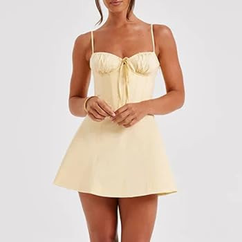 Women Y2k Scoop Neck Mini Dress Fairy Grunge Low Cut Sleeveless Backless Short Dress Sexy Bustier... | Amazon (US)