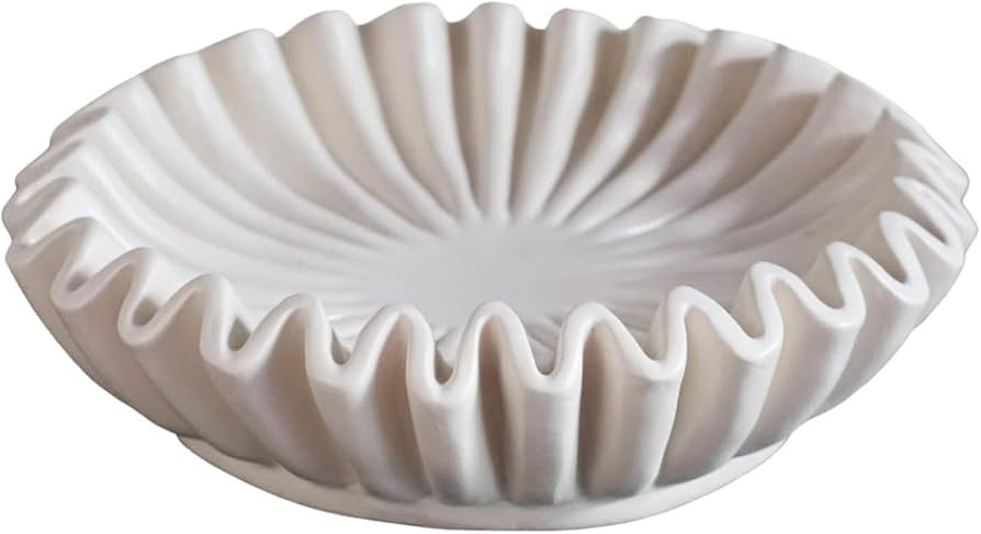 Ruffled Decorative Bowl Modern Home Decor Decorative Bowls Resin Ruffle Fruit Bowl Centerpiece Ta... | Amazon (US)