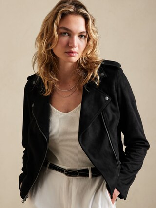 Faux Suede Moto Jacket | Banana Republic Factory