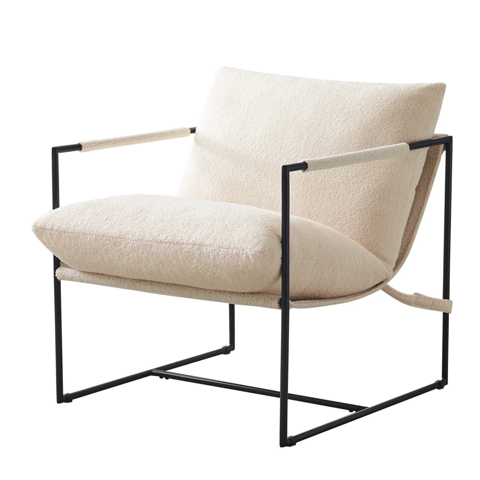 29" Wide Modern Sling Accent Chair, Upholstered Soft Armchair with Foam Cushioning, Metal Framed ... | Walmart (US)