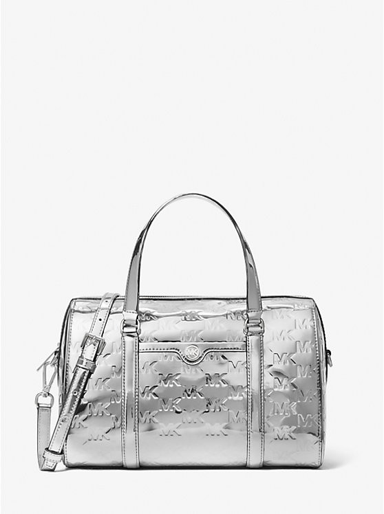 Jet Set Medium Patent Logo Debossed Duffel Crossbody Bag | Michael Kors US