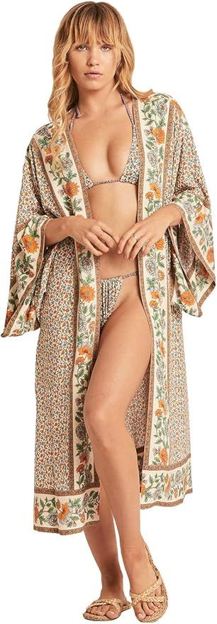 Women's Summer Long Kimono Swimsuit Cover Up Floral Print Cardigan Beach Coverups for Women | Amazon (US)