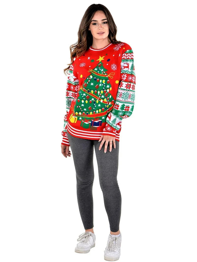 Socal Look Women's Ugly Xmas Sweater, Long Sleeve Crew Neck Knit Holiday Pullover, L | Walmart (US)