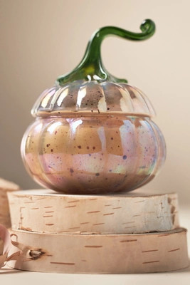 Woody White Birch & Pumpkin Mini Glass Pumpkin Candle | Anthropologie (US)