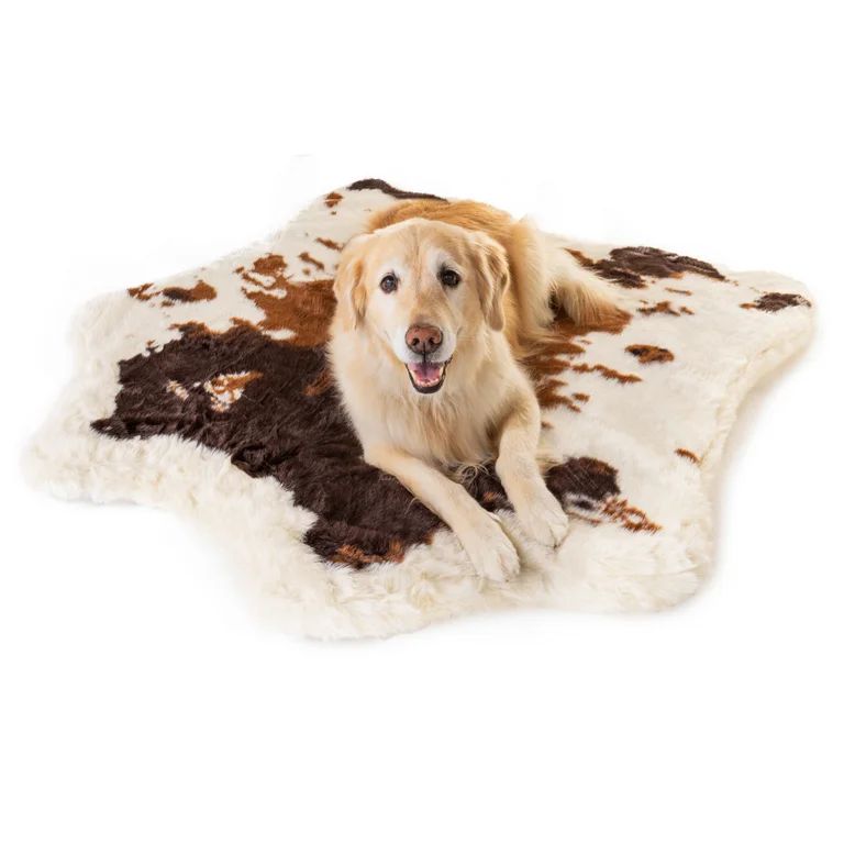 PupRug by Paw.com Animal Print Memory Foam Dog Bed - Brown Faux Cowhide | Walmart (US)