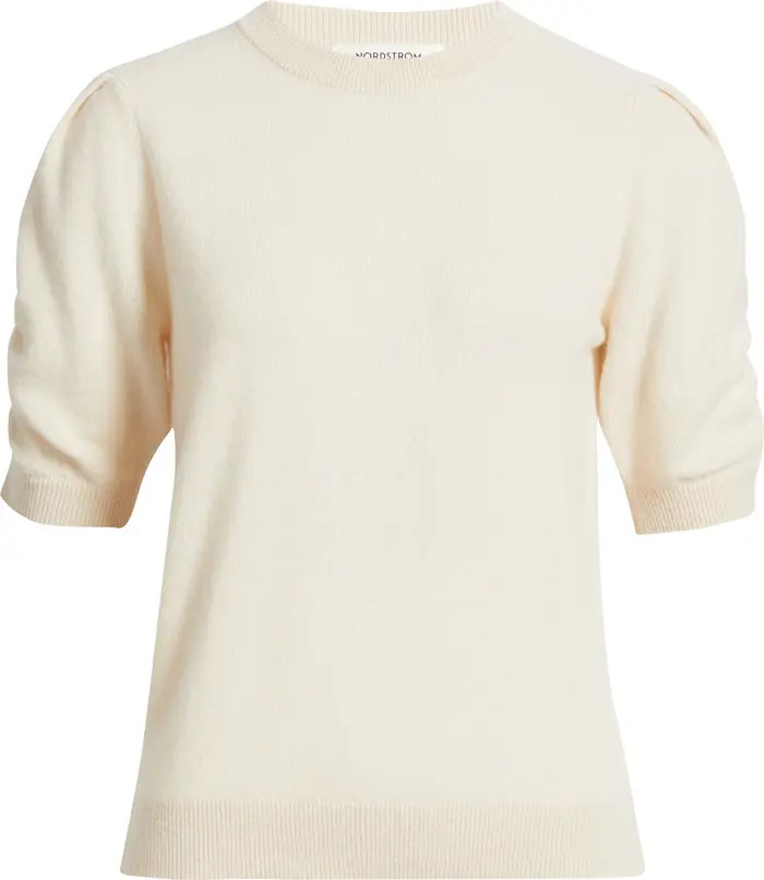 Ruched Short Sleeve Cashmere Sweater | Nordstrom