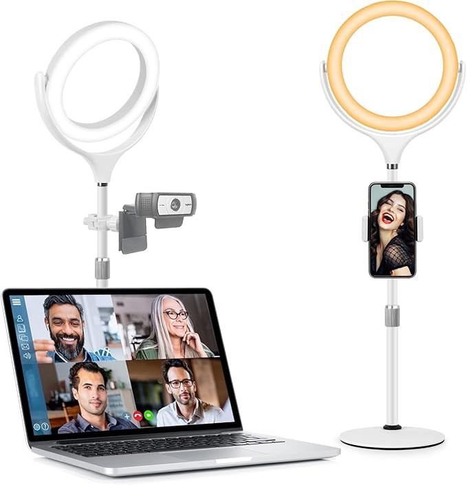 Desk Ring Light for Computer Video Conferencing - Zoom Lighting for Laptop - Circle Light with St... | Amazon (US)