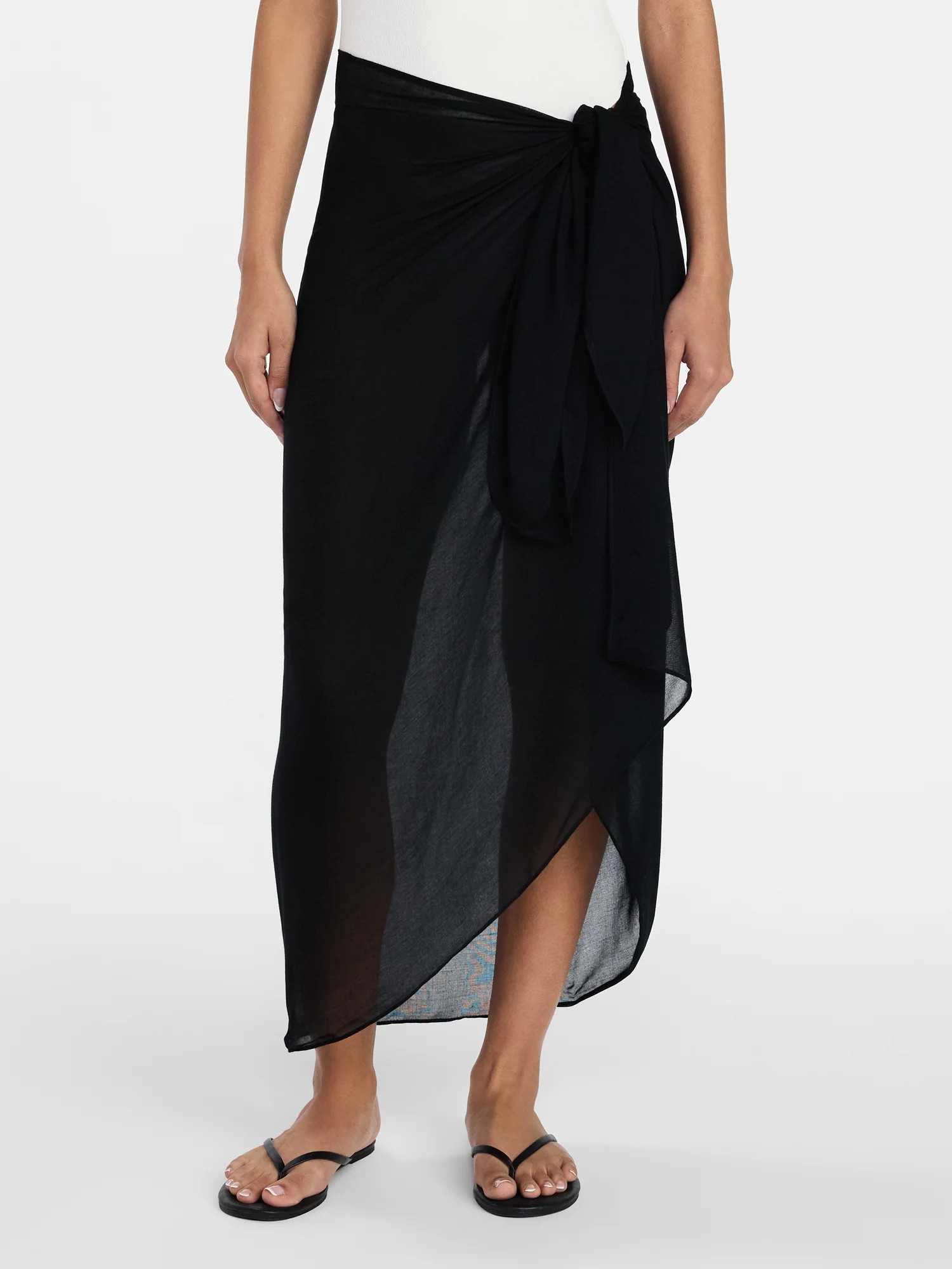 Time and Tru Women's Solid Pareo, One Size, Black Soot | Walmart (US)