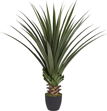 Nearly Natural 4' Spiked Agave Plant, Green | Amazon (US)