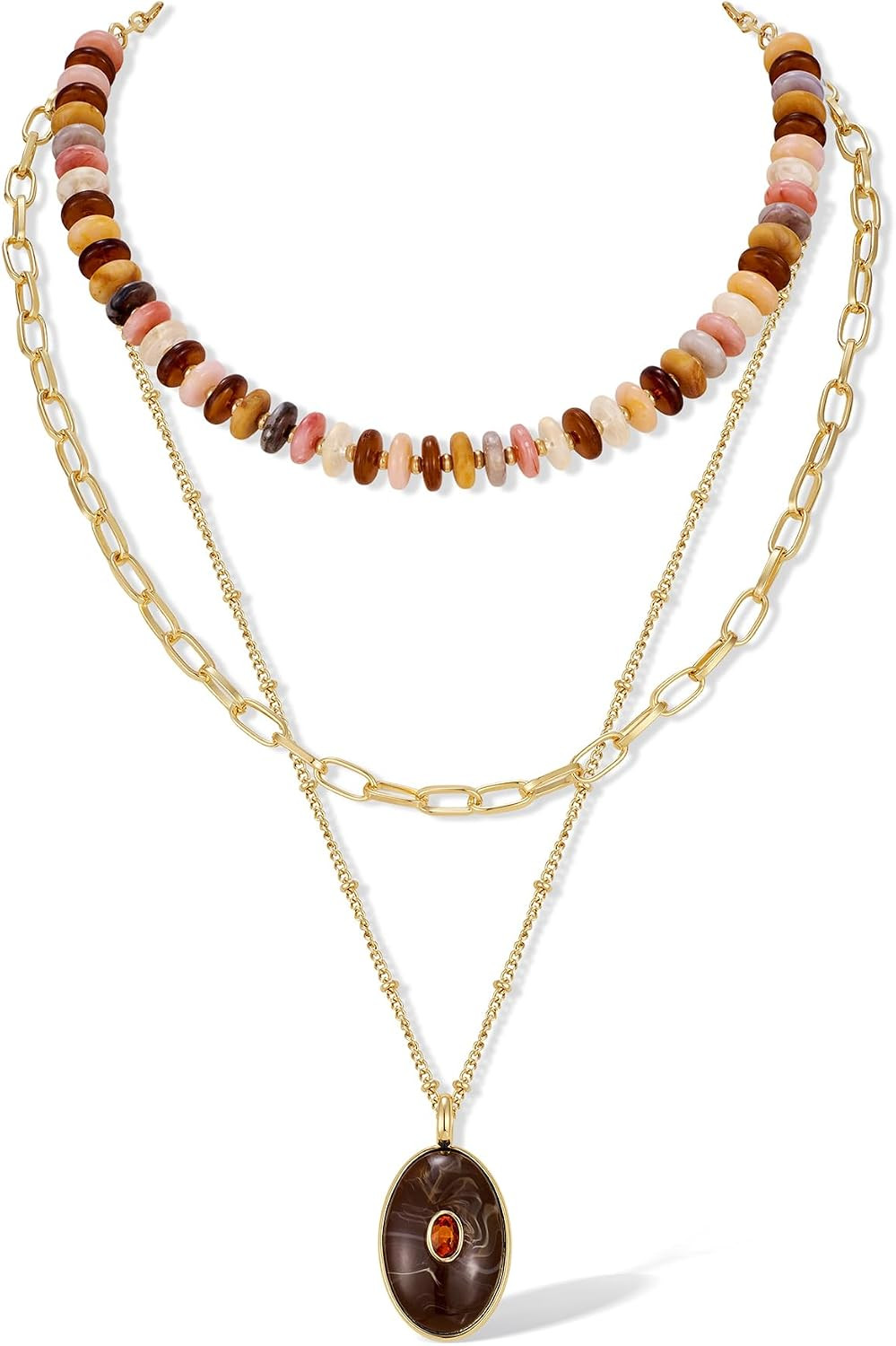 LILIE&WHITE Layered Beaded Necklace for Women Colorful Pendant Statement Jewelry | Amazon (US)