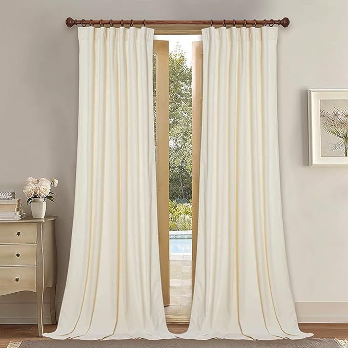 StangH Ivory White Velvet Curtains - 96 inches Long Bedroom Privacy Drapes Luxury Home Decoration... | Amazon (US)