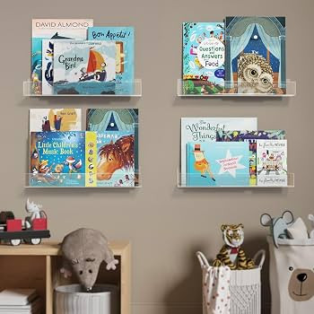 NIUBEE 16.5-Inch Acrylic Floating Bookshelves, 4-Pack, Clear Modern Wall Shelves for Child/Toddle... | Amazon (US)