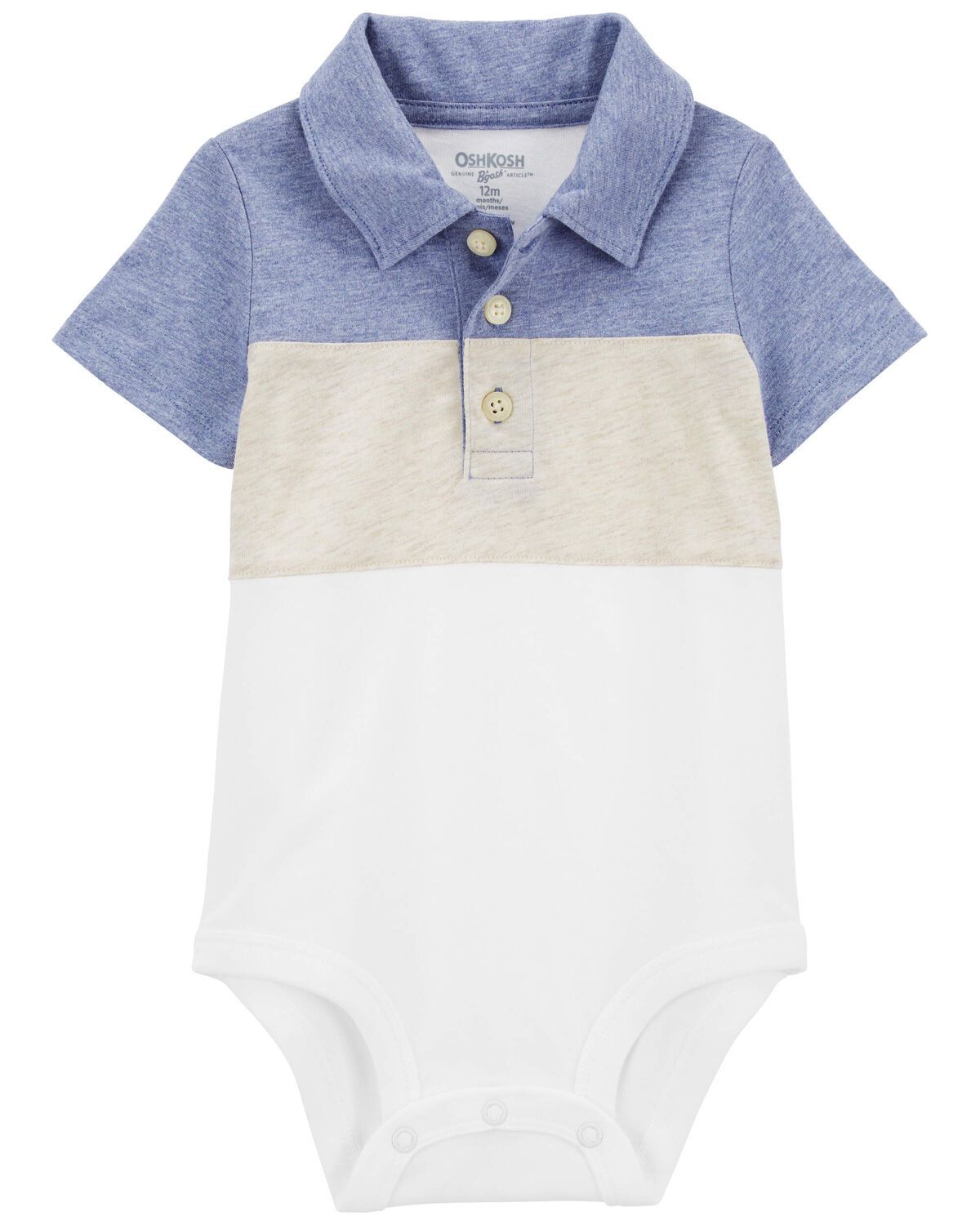 White Baby Colorblock Striped Henley Bodysuit | carters.com | Carter's