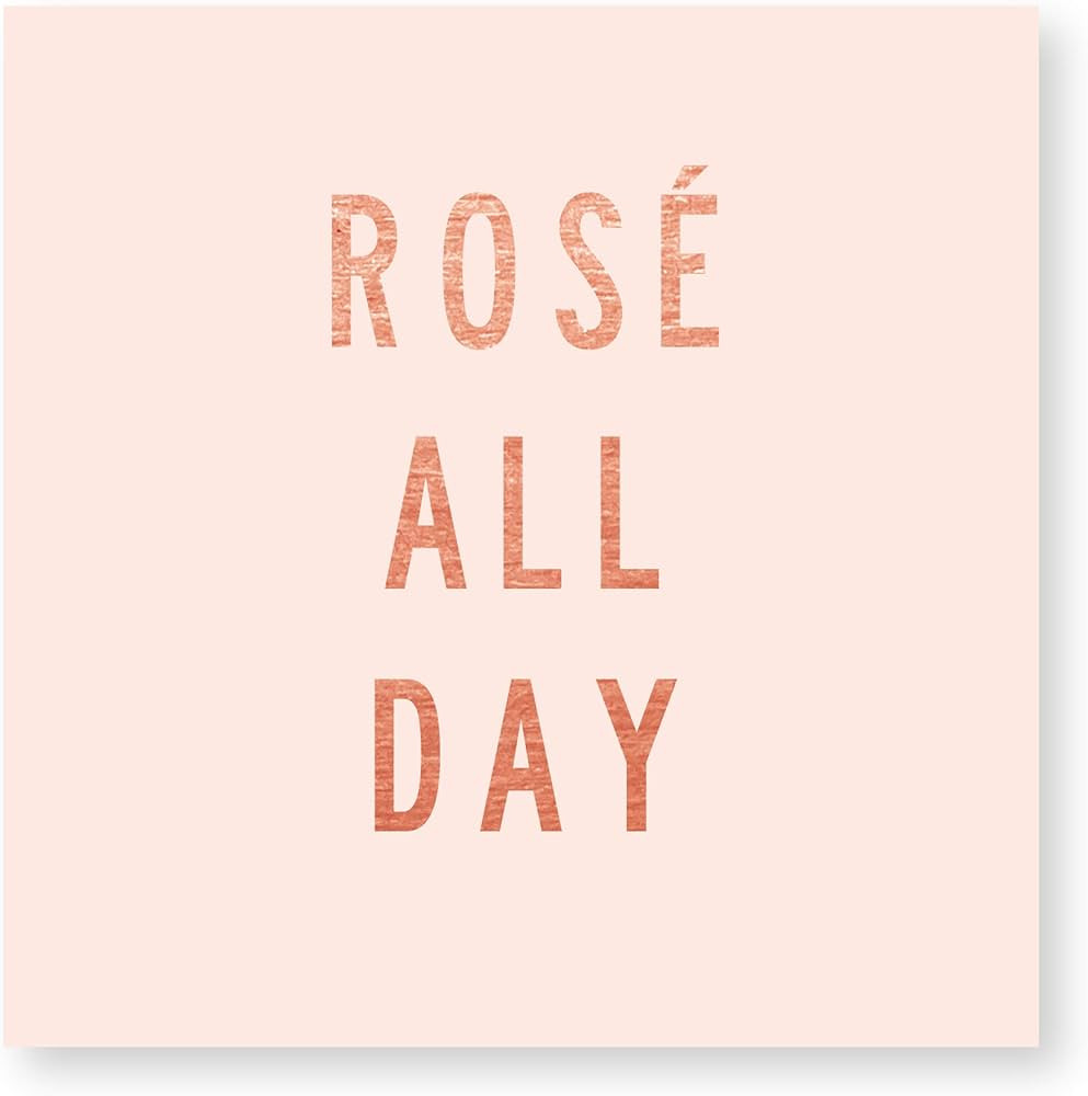 X&O Paper Goods Pink ''Rosé All Day'' Beverage and Cocktail Napkins, 20pc, 5'' W x 5'' L | Amazon (US)