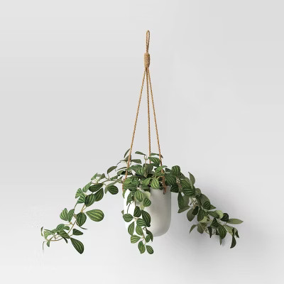 9" Hanging Monstera Artificial Plant - Threshold™: Indoor/Outdoor Decor with Ceramic Pot & Jute... | Target