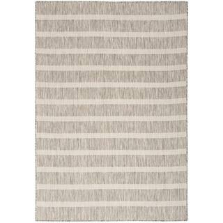 Nourison Positano Grey Ivory 7 ft. x 10 ft. Stripes Contemporary Area Rug 903655 - The Home Depot | The Home Depot