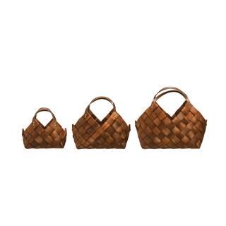 Brown Woven Seagrass Baskets with Leather Handles Set | Michaels | Michaels Stores