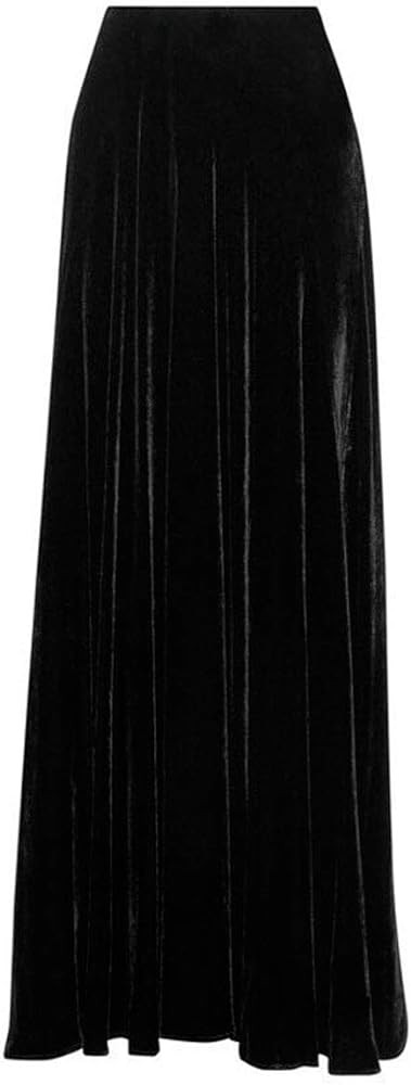 ebossy Women's Floor Length High Waist Evening Party Flowy Velvet Maxi Skirt | Amazon (US)