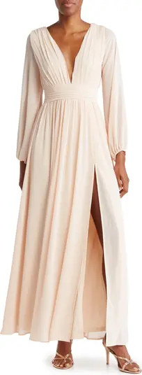 BY DESIGN Iris Plunge Neck Long Sleeve Maxi Dress | Nordstromrack | Nordstrom Rack