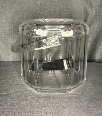 Vtg Clear Gorgeous Heavy MCM Lucite Acrylic Octagon Ice Bucket with Lid & Tongs  | eBay | eBay US