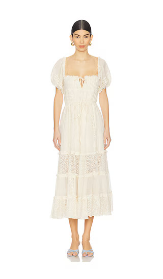Free People Falling Sun Midi Dress in Tea - Cream. Size M | Revolve Clothing (Global)
