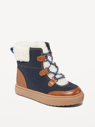 Canvas Sherpa-Trim High-Top Sneaker Boots for Toddler Boys | Old Navy (US)