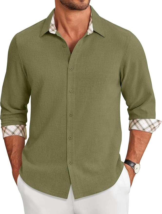 COOFANDY Men's Long Sleeve Button Down Shirts Casual Untucked Shirt Regular Fit Dress Shirt | Amazon (US)