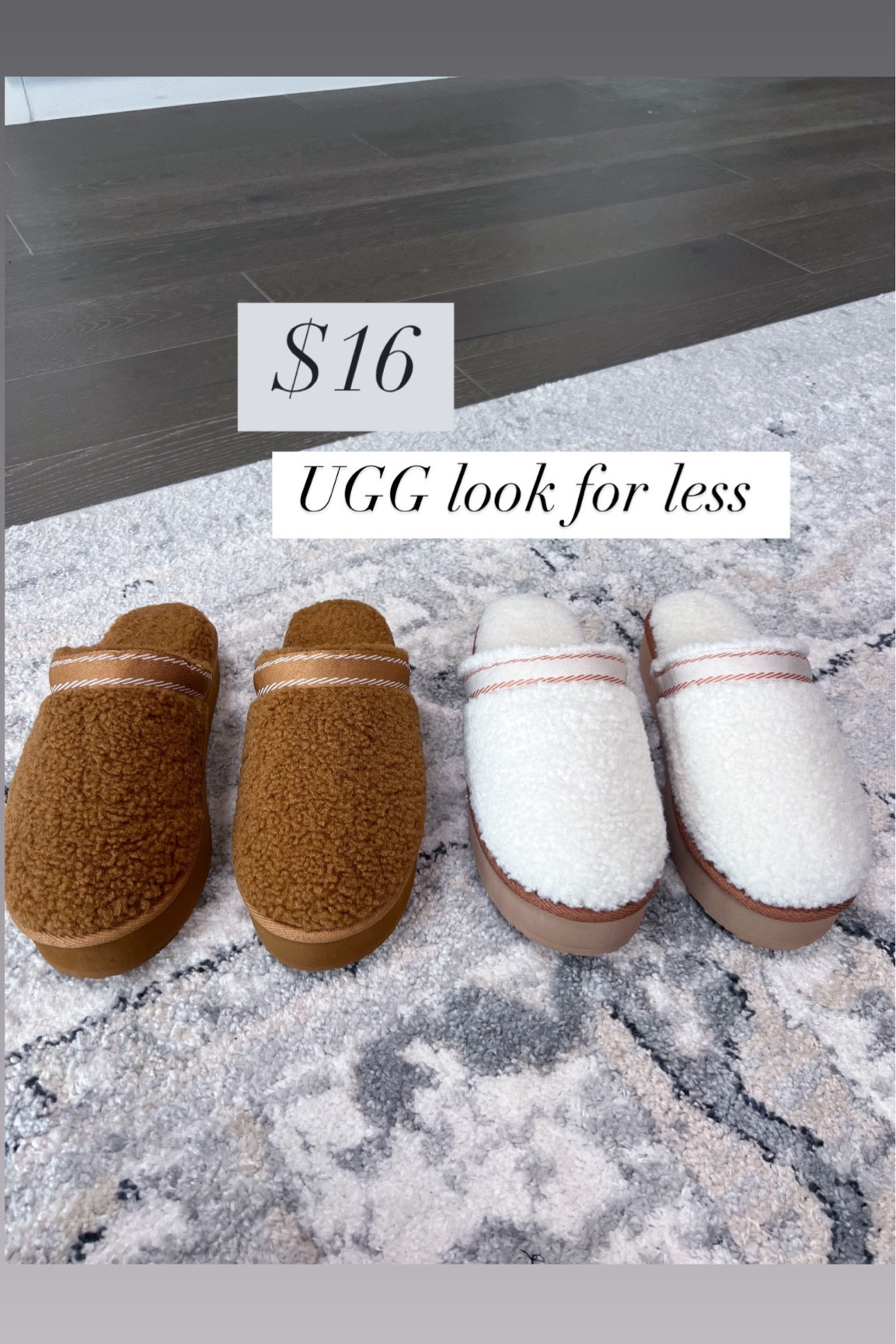 Ugg lookalike slippers😍 come in a few colors! Sized up half a size 

#LTKSeasonal #LTKShoeCrush #LTKFindsUnder50