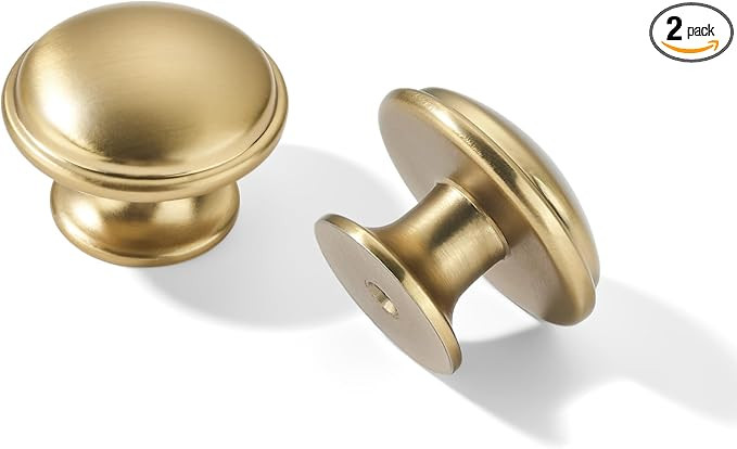 khtumeware 2 Pack Knob Champagne Bronze Cabinet knobs 1-1/4 inch Solid Heavy Duty Tradition Bifol... | Amazon (US)
