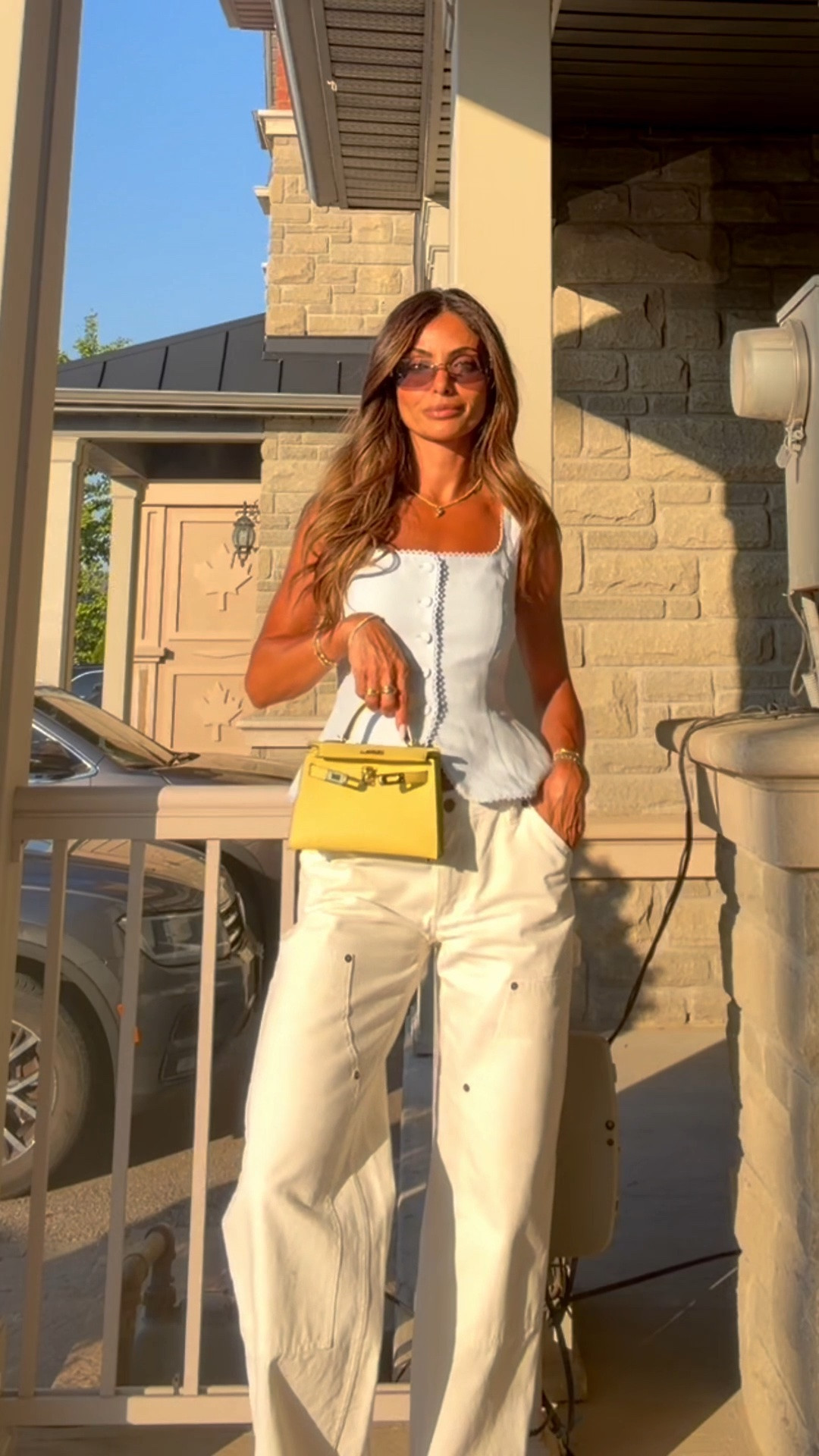 Patio dinner outfit 
Xxs in vest 
Pants are 0 and old but linked similar 
Bad Avona Paris use code suzy22 for 22% off 
Sunnies are MIU MIU dupes

#LTKjeans #LTKsummer #LTKpetite