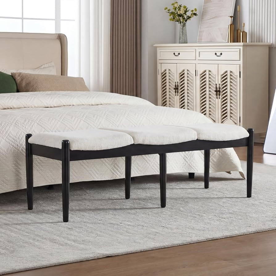 CIMOTA Modern Linen End of Bed Bench, Upholstered Bedroom Ottoman Bench Entryway Bench for Hallwa... | Amazon (US)