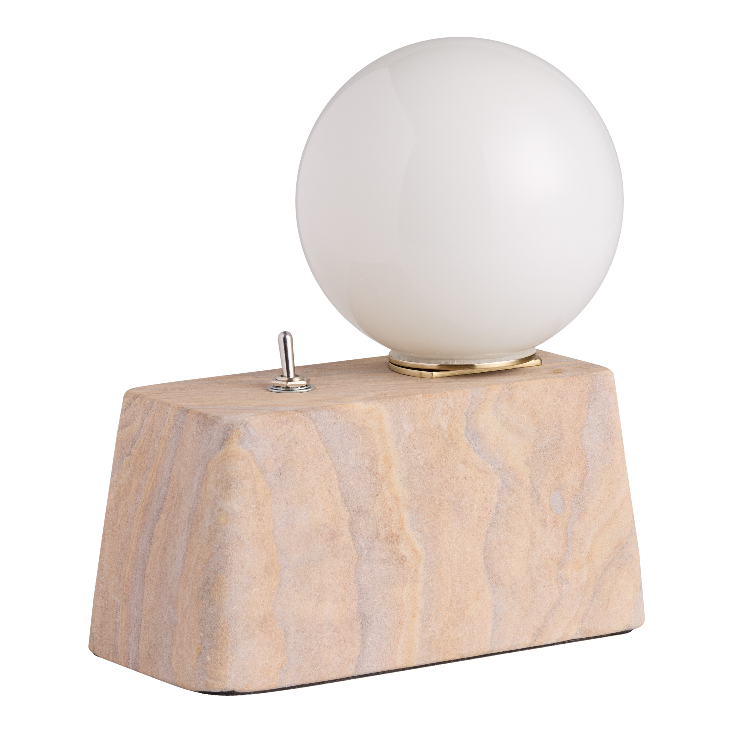 Natural Sandstone and Frosted Glass Globe Accent Lamp | World Market