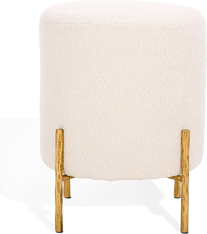 SAFAVIEH Couture Collection Jessa Ivory/Brass Boucle Round Ottoman (Fully Assembled) | Amazon (US)