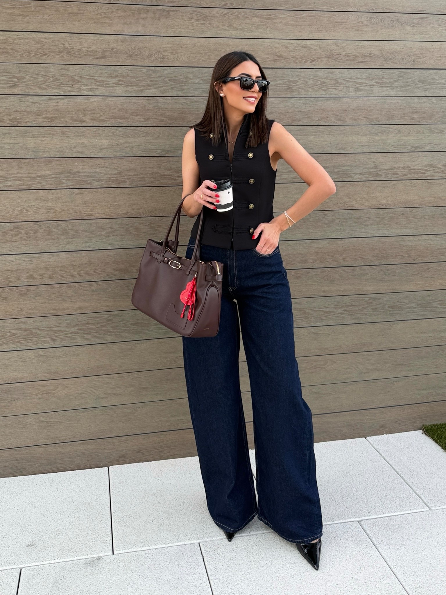 Wide leg jeans with fireman clasp vest, heels and Oleada bag | heels | mango shoes | Zara outfit | Zara jeans| Zara new in | Zara | mango heels | Rayban mega 

#LTKSpringSale #LTKWorkwear #LTKootd