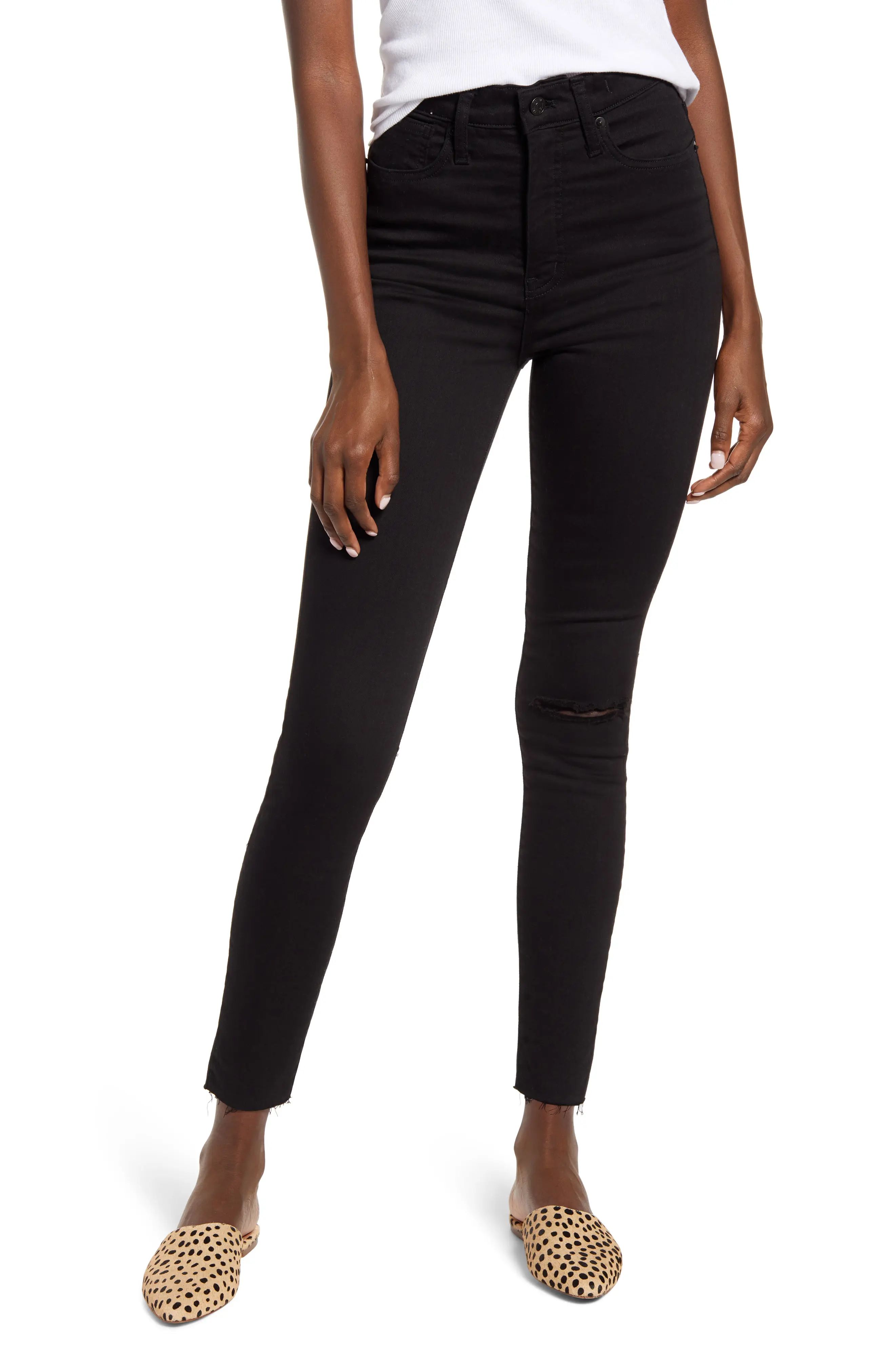 Madewell 11-Inch High-Rise Skinny Jeans, Size 27 in Black Frost at Nordstrom | Nordstrom