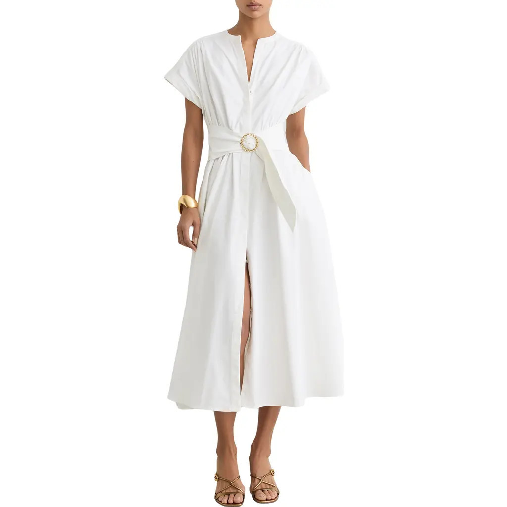 Reiss Sally Stretch Cotton Midi Dress in Ivory at Nordstrom, Size 6 Us | Nordstrom
