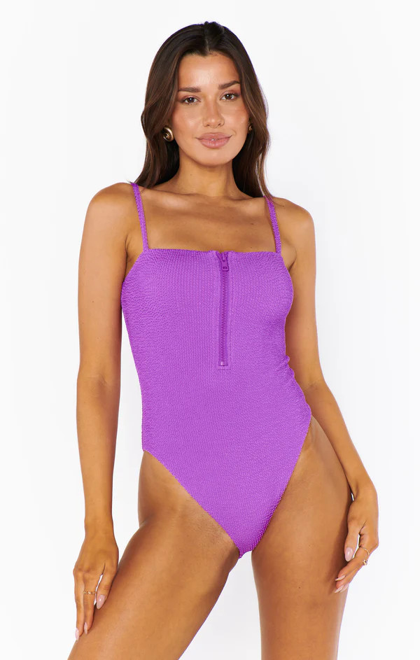 Boca Zip One Piece ~ Ultra Violet Scrunch | Show Me Your Mumu