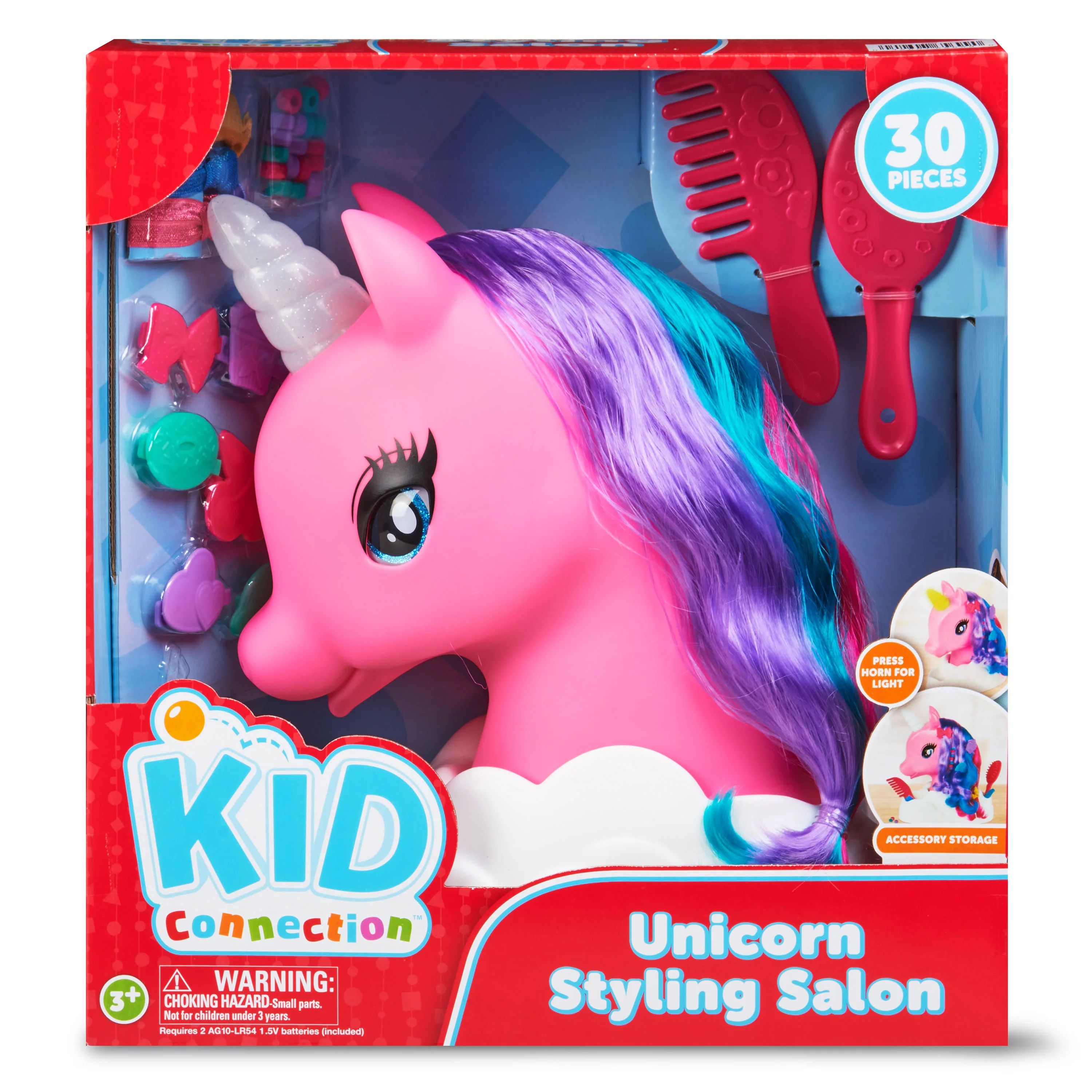 Kid Connection Unicorn Styling Head Toy Play Set, Blue Eyes, Multi-color Hair | Walmart (US)