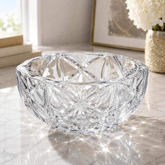 Decorative Crystal Bowl 8.6'' Hand-painted Polished Decorative Bowl Glass Fruit Bowls Crystal Key... | Amazon (US)
