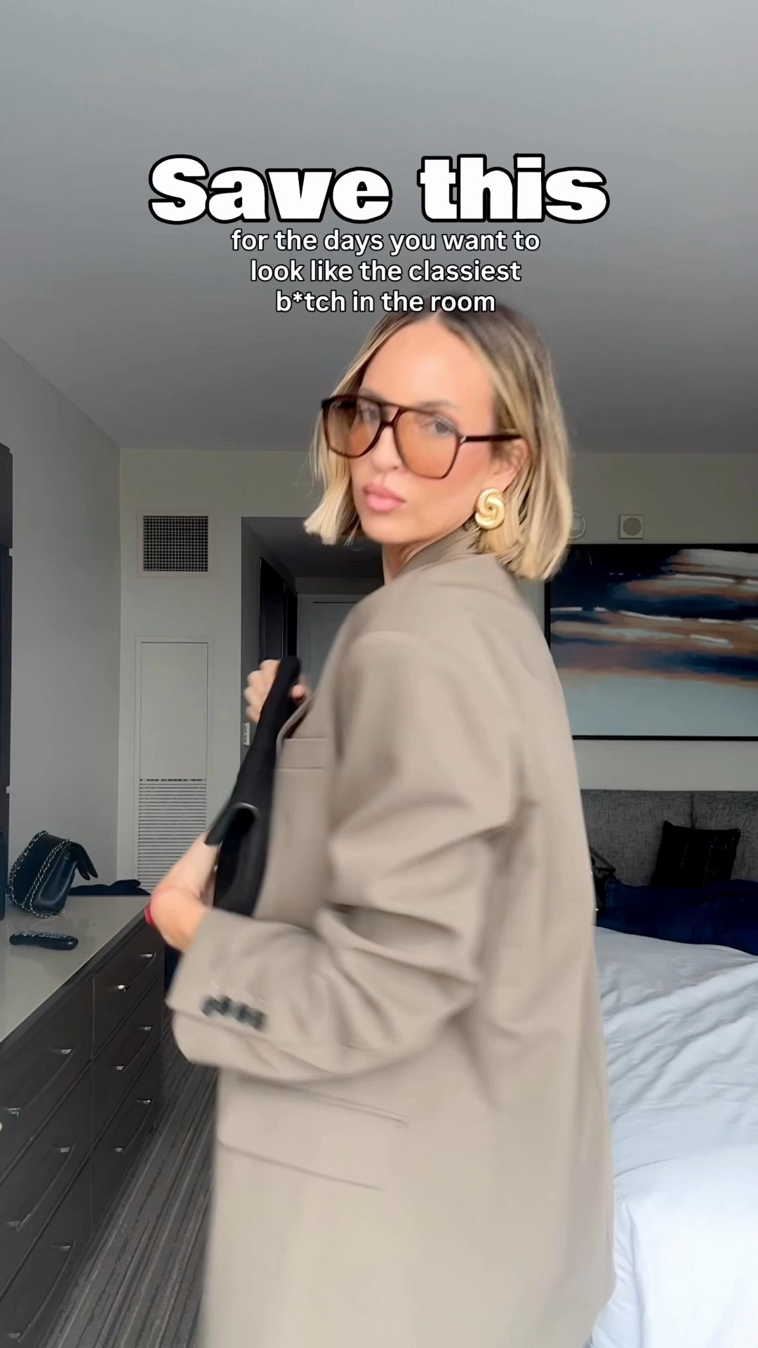 I found a system that works every single time. This is the easiest plug and play outfit when you want to own the room.
Here’s why each piece works:

1. Tailored blazer — your hero piece. elevates everything underneath it instantly
2. Crisp white tee — the perfect base. Not too clingy, not too oversized. Doesn’t need to be expensive, just crisp
3. Straight leg jeans — elongates the leg when they brush the floor. I strongly believe in investing in the perfect pair.
4. Classic slingback heels — timeless, never trendy, always polished
5. Structured bag with texture — adds depth without competing with the outfit
6. Statement earrings — personality without trying too hard (believe it or not these are Amazon earrings)
7. Sunglasses — adds an edge but won’t date the look
8. Neutral makeup. Too much makeup can age you.
9. Effortless hair — done but not overdone. That’s the whole vibe.

Save this. Come back to it every time you want to be the classiest b*tch in the room.🥂
