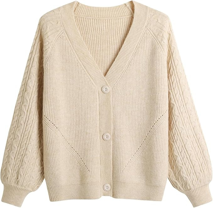 GABERLY Button Down Thickened Sweaters V Neck Open Front Loose Oversized Cardigans Knit Outwear f... | Amazon (US)