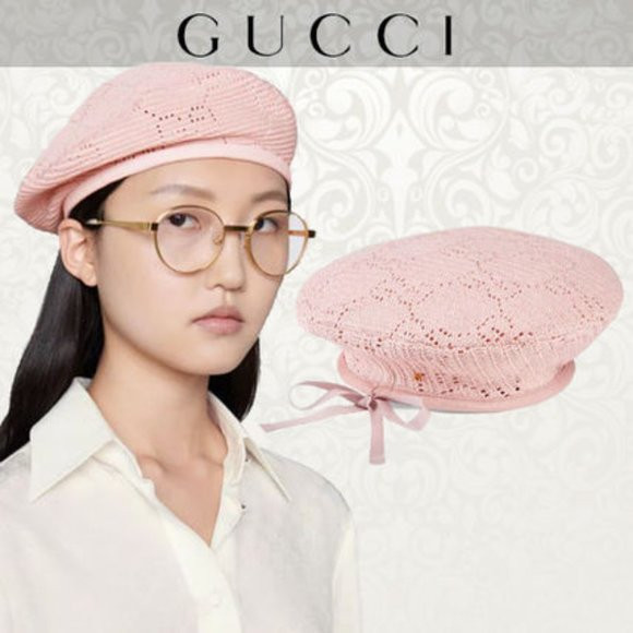 Gucci Beret Crochet Perforated Hat Pink Size Medium | Poshmark