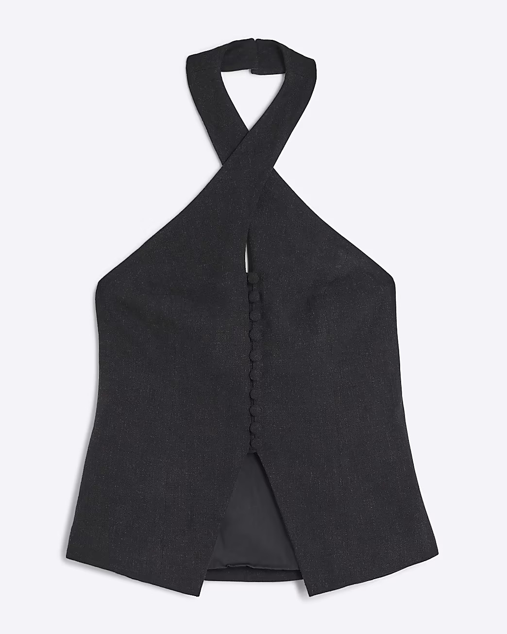 Black Halter Neck Waistcoat Top | River Island UK & IE