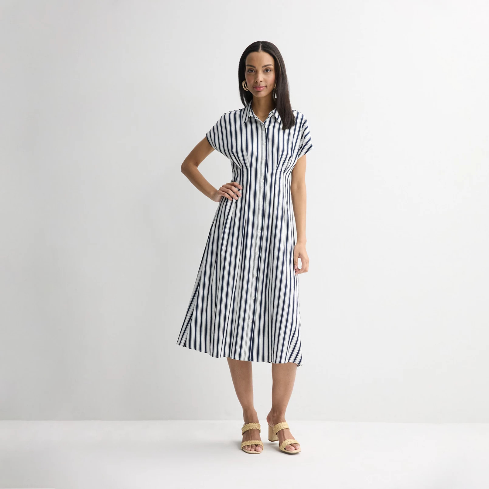 Women's Nine West Cinched Waist Midi Shirt Dress | Kohl's